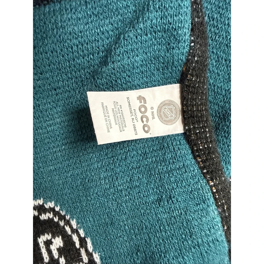 San Jose Sharks NHL Hockey Printed Double Sided Logo Scarf Black/Green